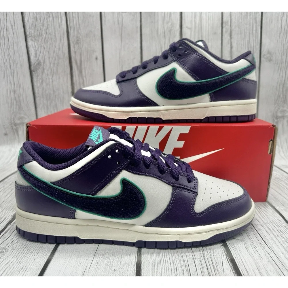 Nike Dunk Low Chenille Swoosh Grand Purple Men's Size 8‎ DQ7683-100